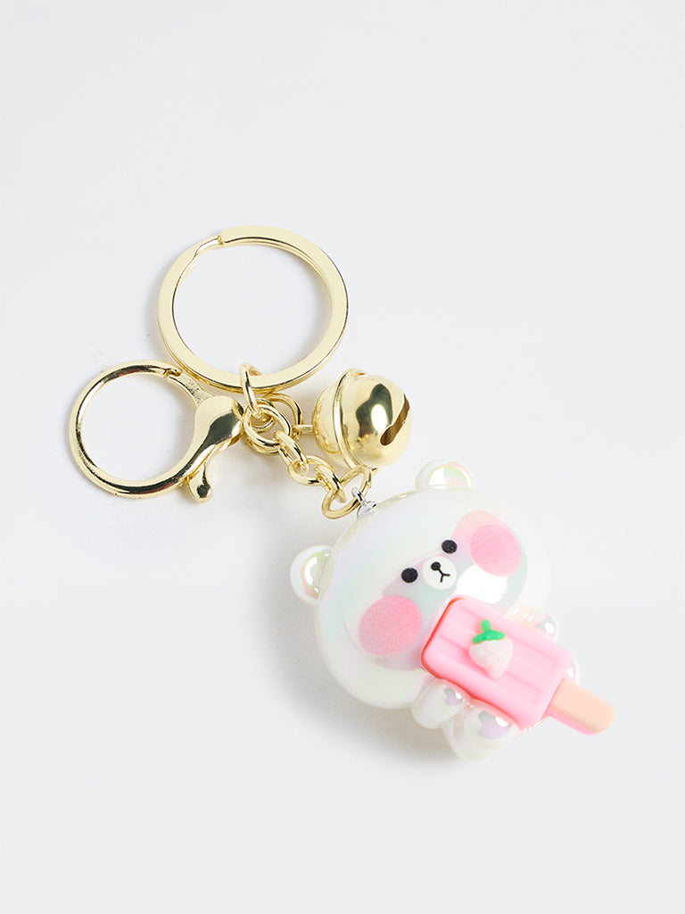 Y&F Kids Girls Off-White Teddy Bear Keychain