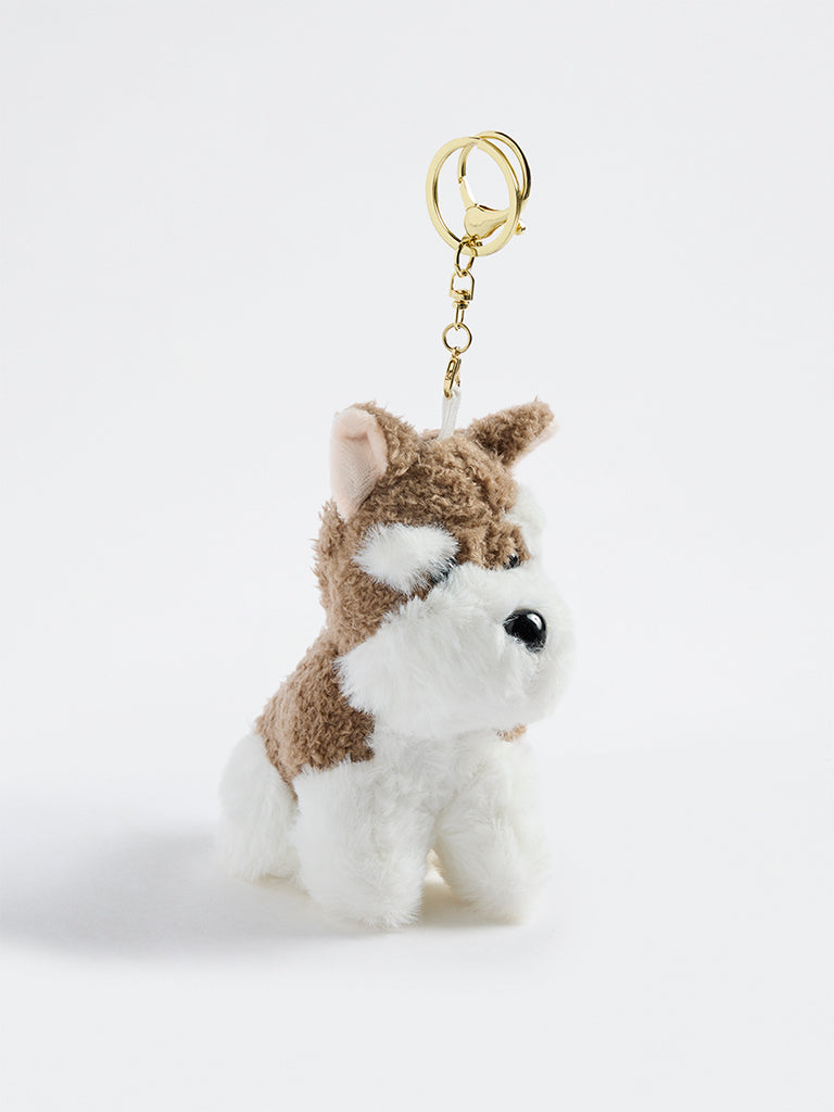 Y&F Kids Girls White Dog Soft Toy Keychain