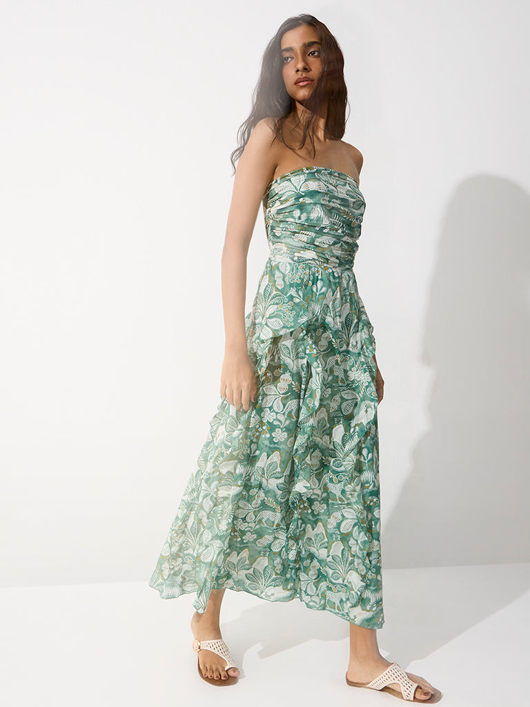 Bombay Paisley Green Nature-Inspired Tube Dress
