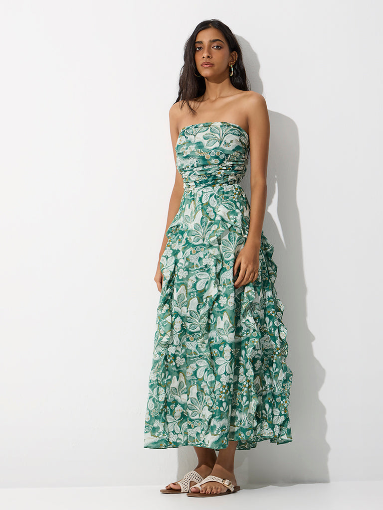 Bombay Paisley Green Nature-Inspired Tube Dress