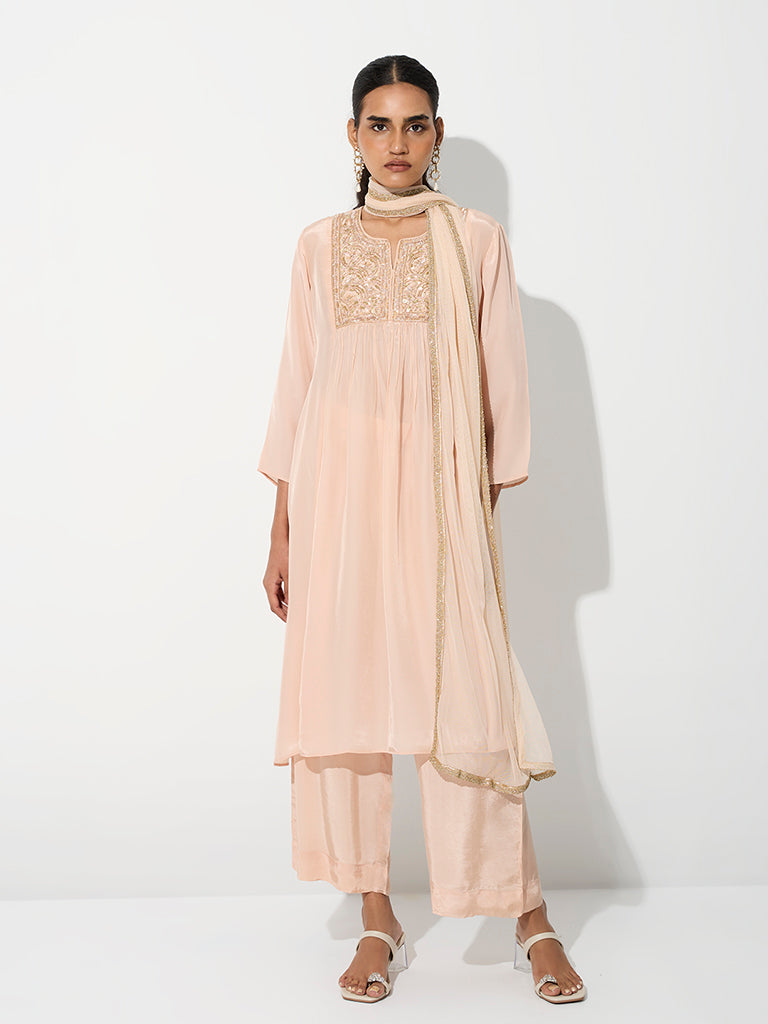 Vark Dusty Pink Embellished Fit-and-Flare Ethnic Set