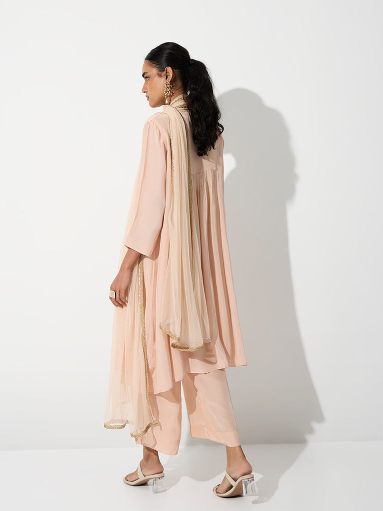 Vark Dusty Pink Embellished Fit-and-Flare Ethnic Set