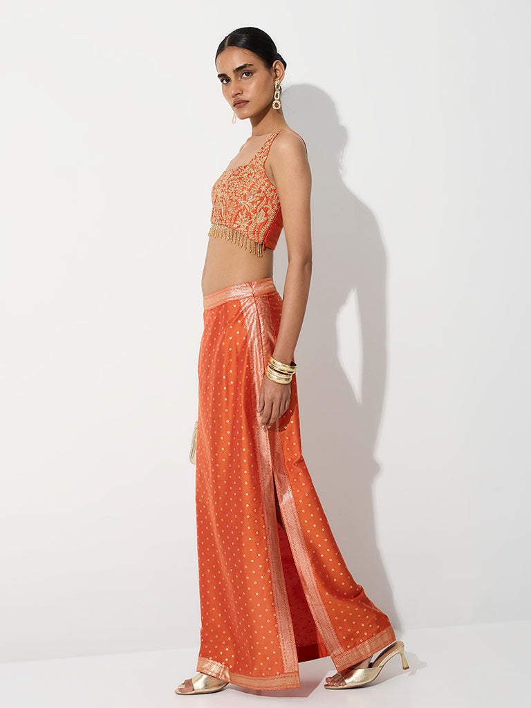 Vark Orange Printed Skirt
