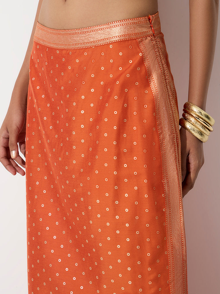 Vark Orange Printed Skirt