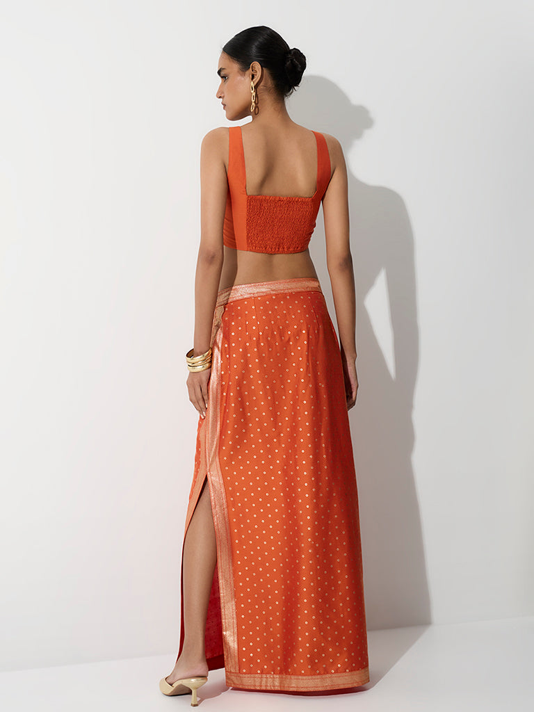 Vark Orange Printed Skirt