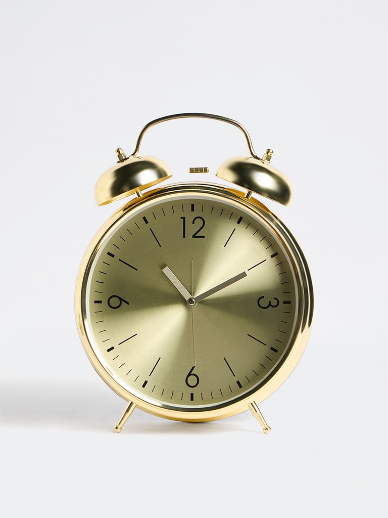 Westside Home Gold Twin-Bell Metal Alarm Clock