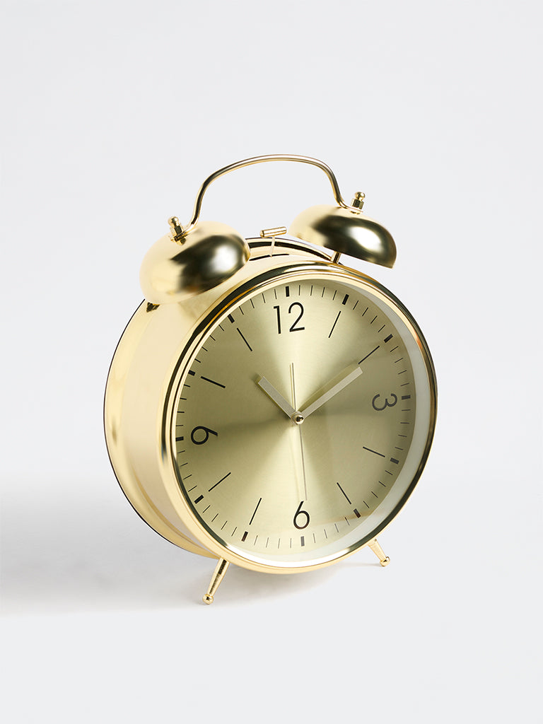 Westside Home Gold Twin-Bell Metal Alarm Clock
