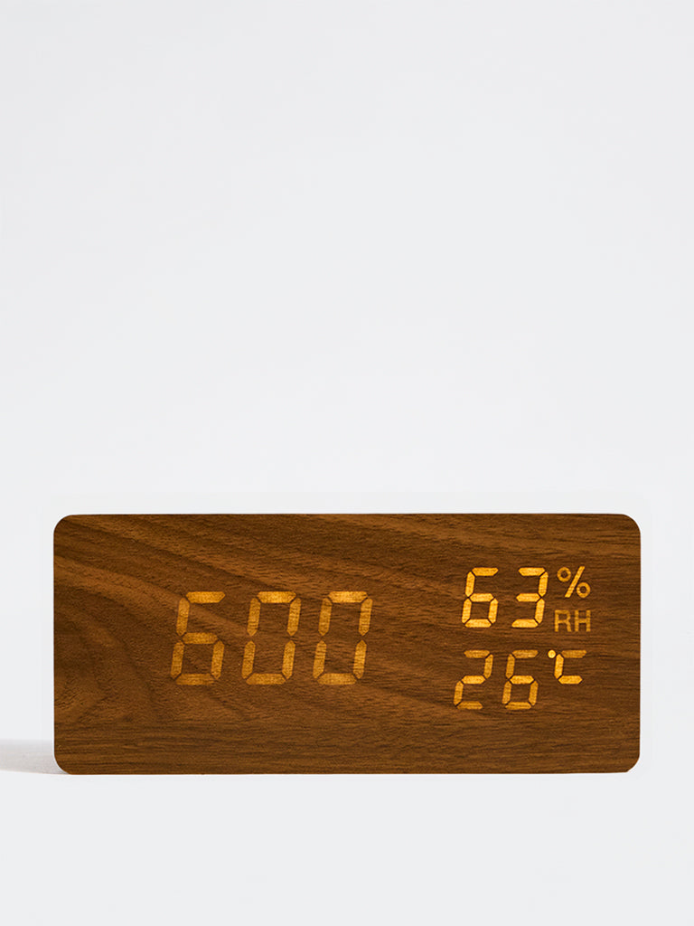 Westside Home Brown Wooden Clock with USB Charger