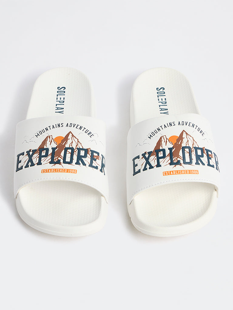 SOLEPLAY White Graphic Printed Pool Slides