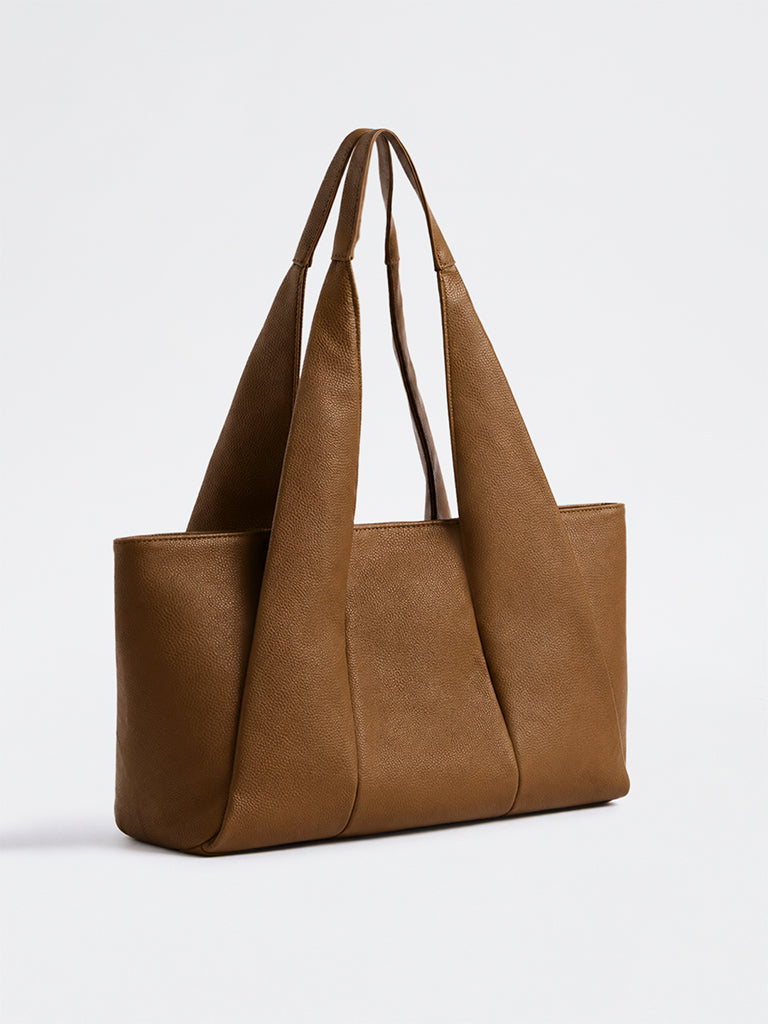 Westside Brown Textured Hobo Bag