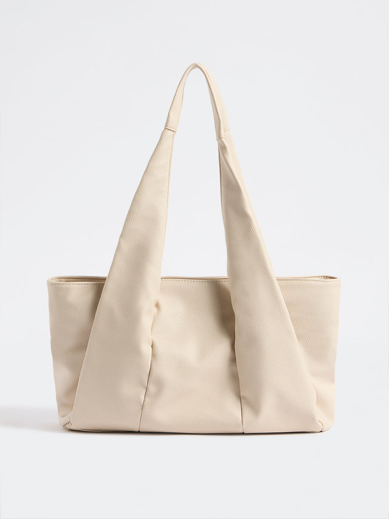 Westside Off-White Textured Hobo Bag