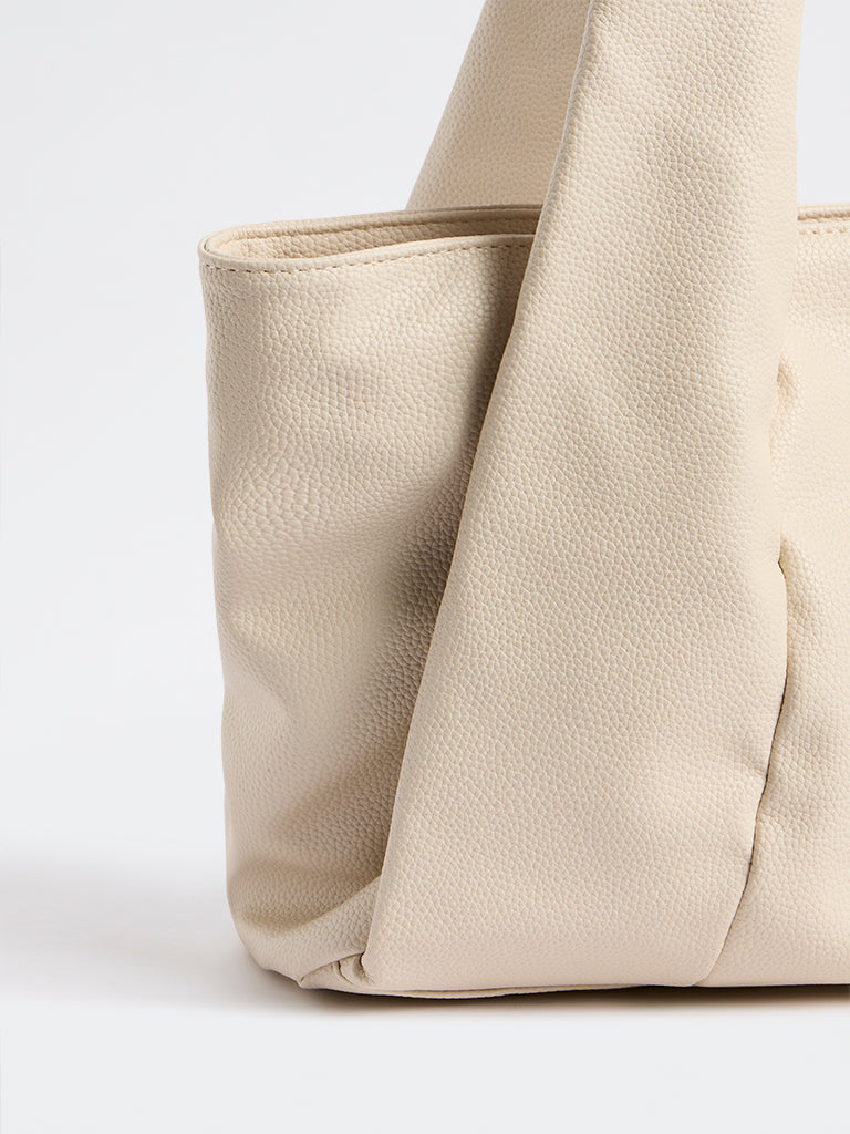 Westside Off-White Textured Hobo Bag