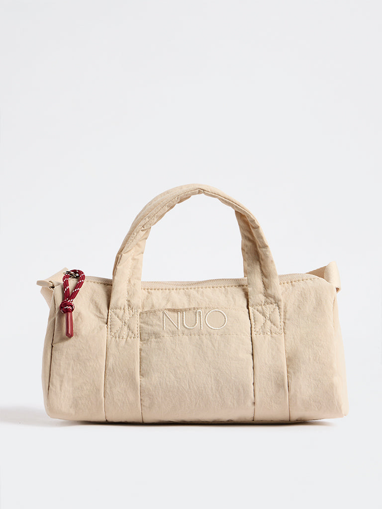 Nuoflexx Beige Text-Detailed Duffle Bag