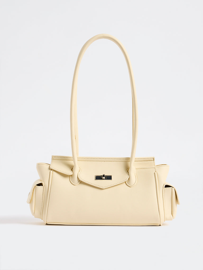 Westside Cream Hardware-Detail Shoulder Bag