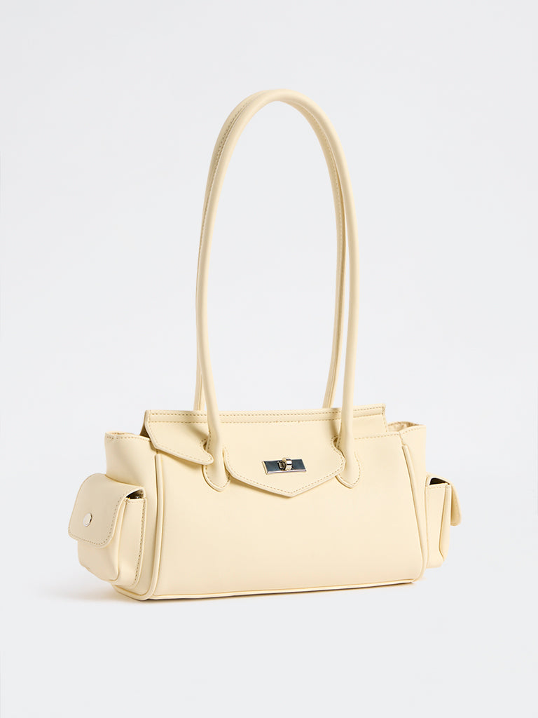 Westside Cream Hardware-Detail Shoulder Bag