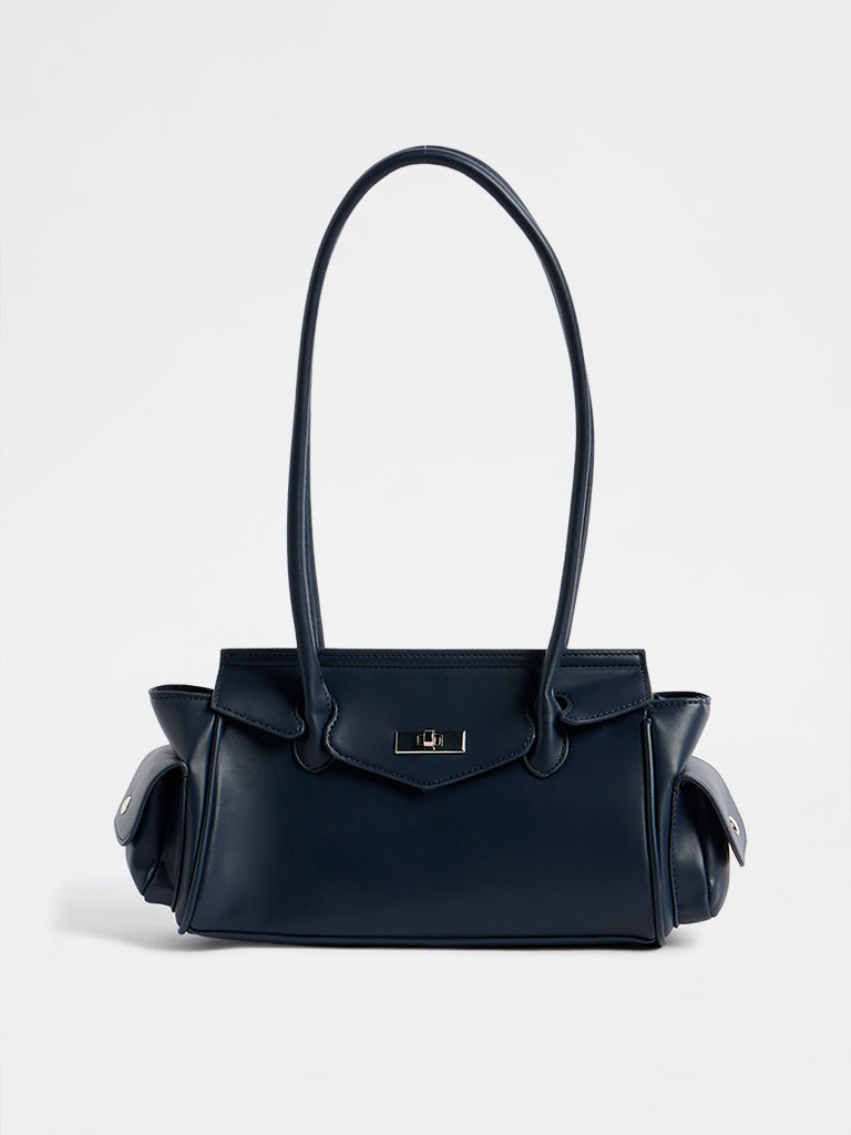 Westside Navy Hardware-Detail Shoulder Bag