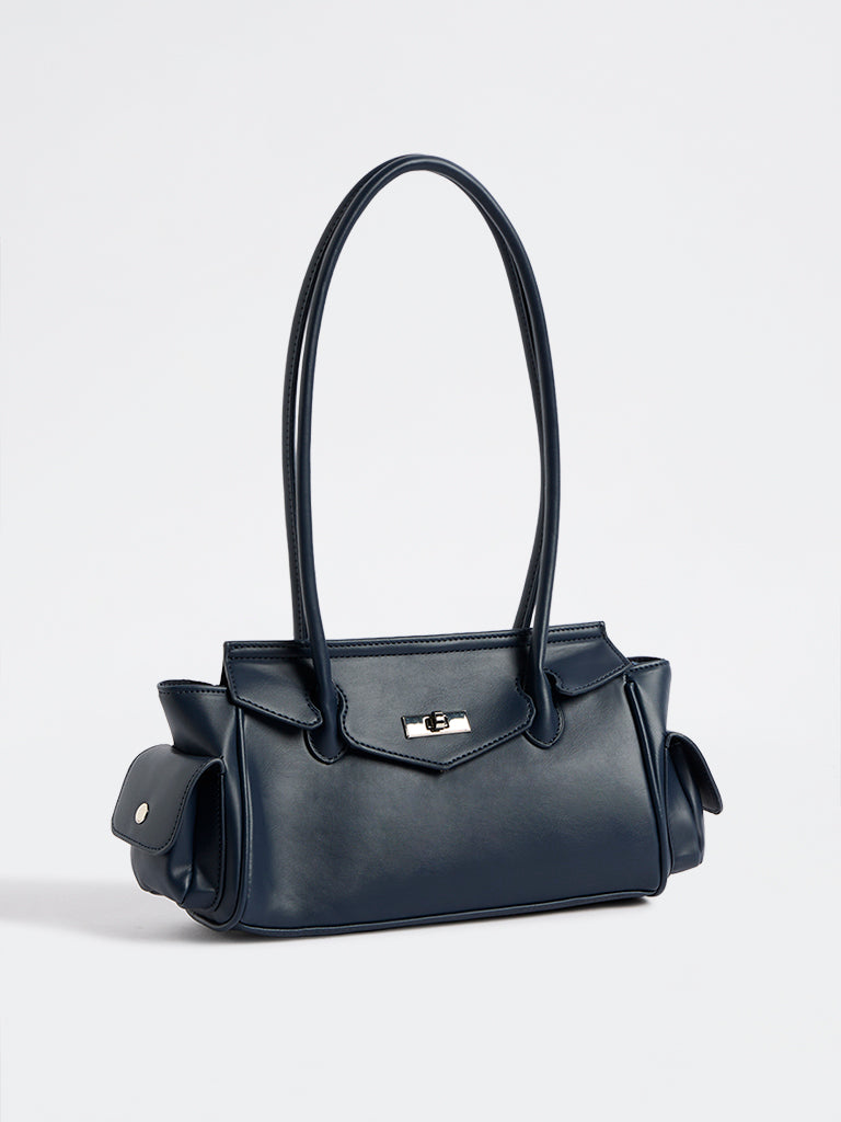 Westside Navy Hardware-Detail Shoulder Bag