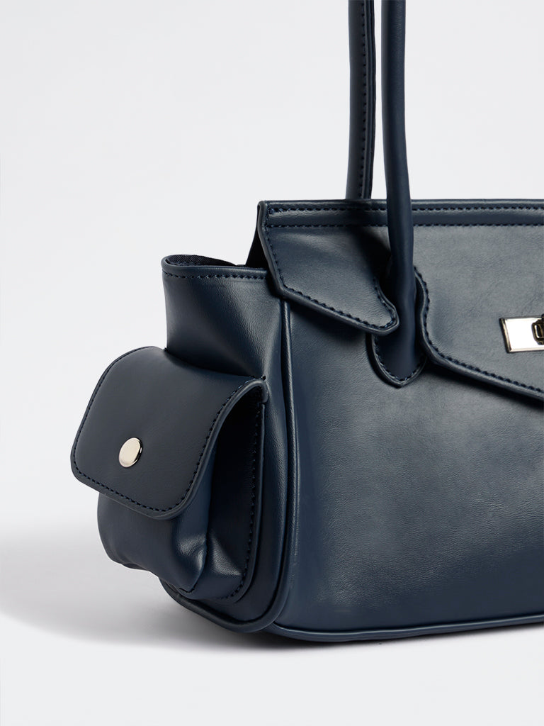 Westside Navy Hardware-Detail Shoulder Bag