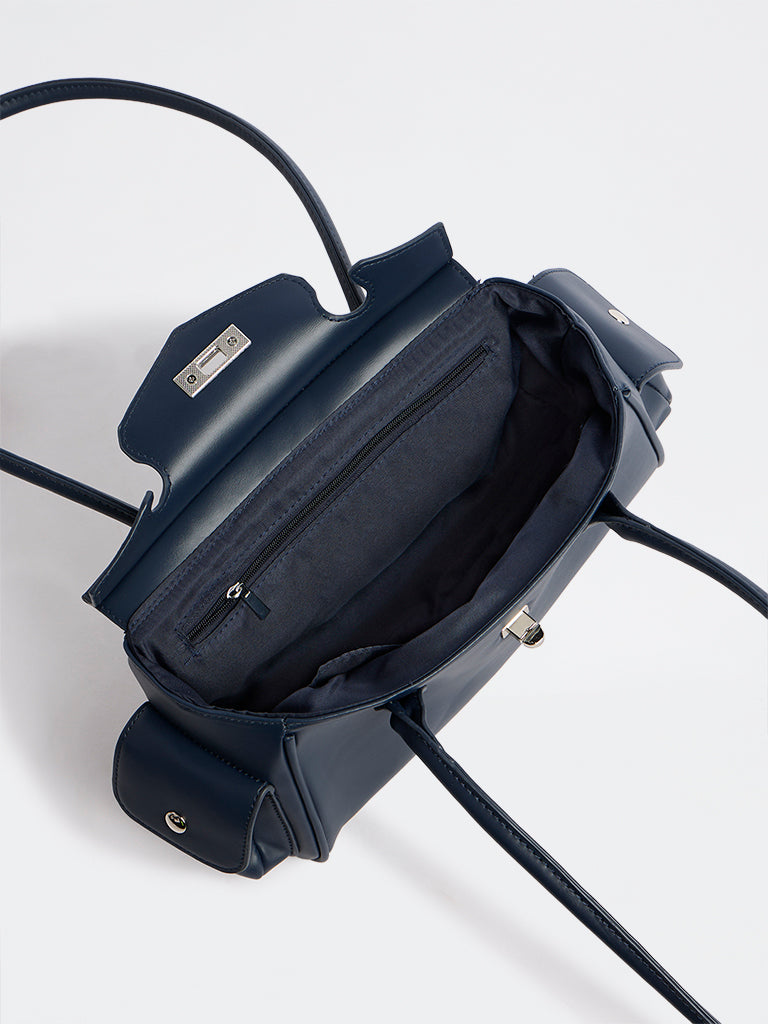 Westside Navy Hardware-Detail Shoulder Bag