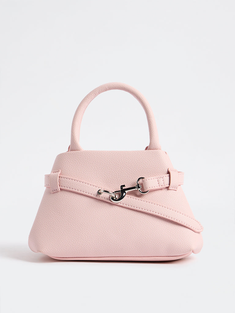 Westside Pink Textured Geometric Crossbody Sling Bag