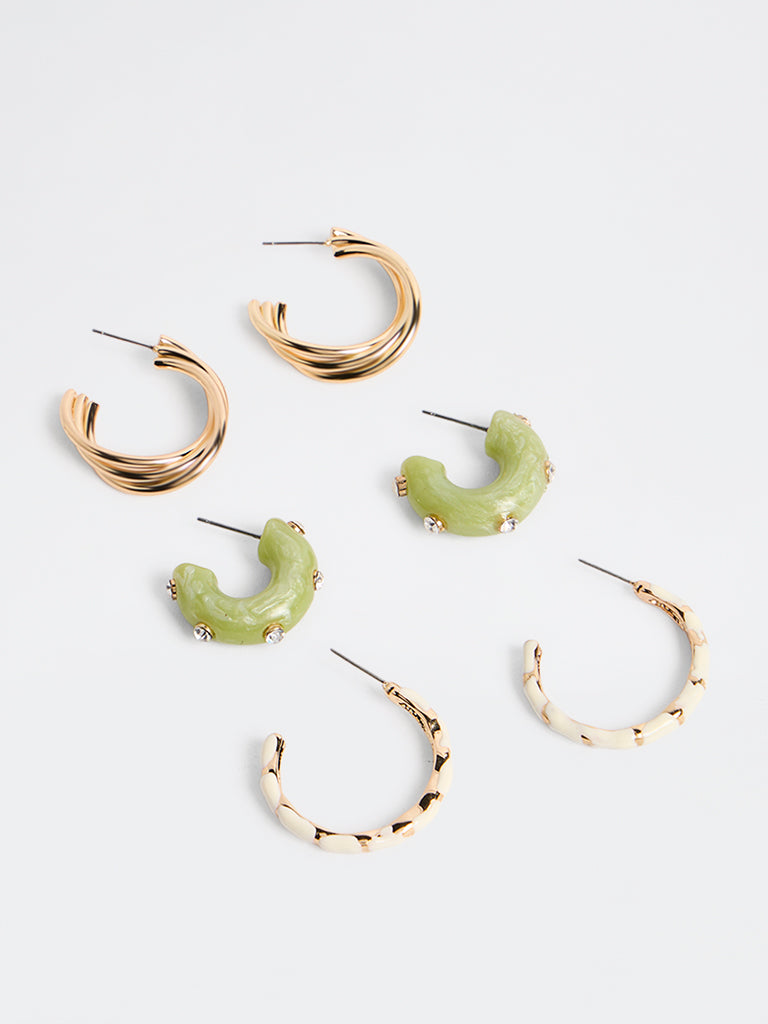 Westside Accessories Multi Color Hoop Earrings - Pack of 3