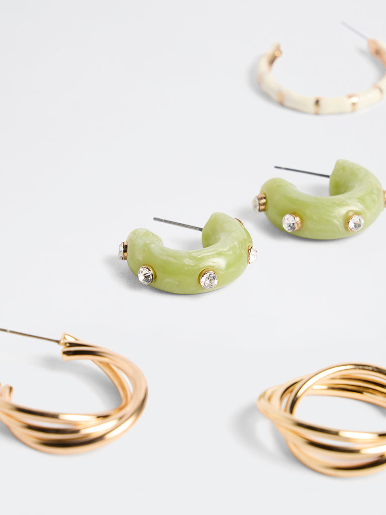 Westside Accessories Multi Color Hoop Earrings - Pack of 3