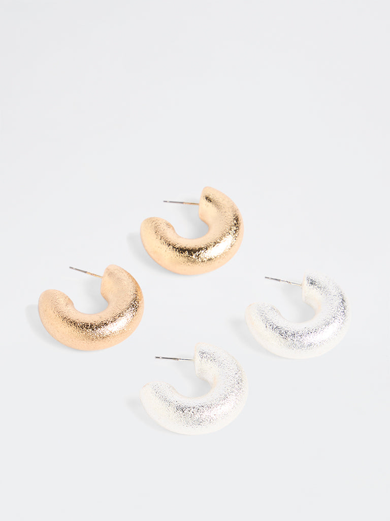 Westside Accessories Gold and Silver Hoop Earrings - Pack of 2