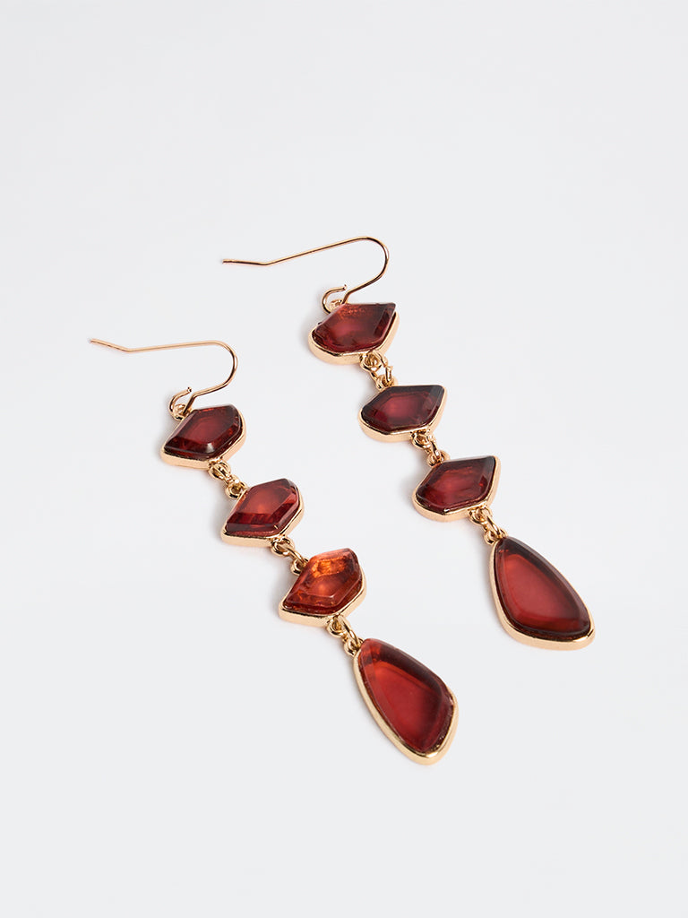 Westside Accessories Red Stone Statement Dangler Earrings