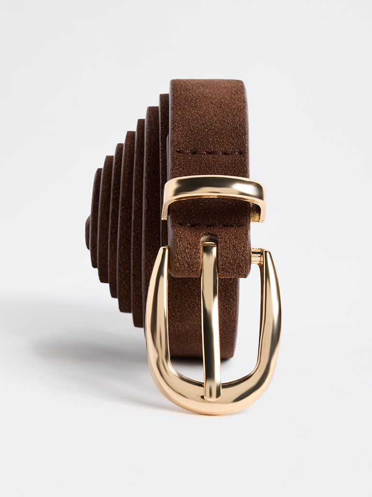 Westside Accessories Brown U-Buckle Suede Belt