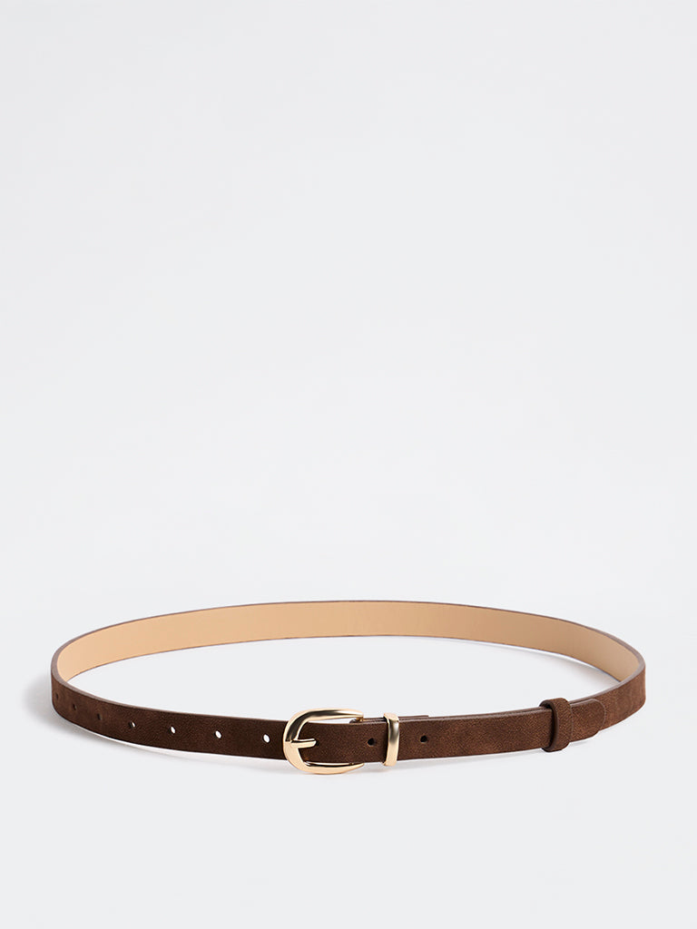 Westside Accessories Brown U-Buckle Suede Belt
