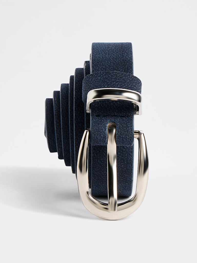 Westside Accessories Navy U-Buckle Suede Belt