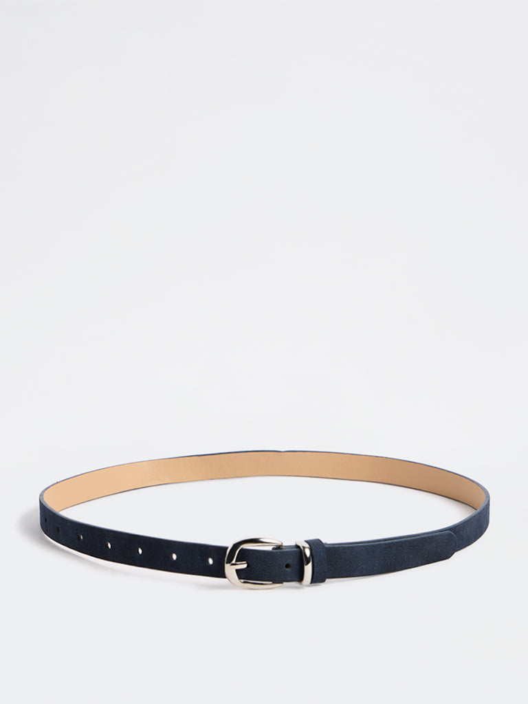 Westside Accessories Navy U-Buckle Suede Belt