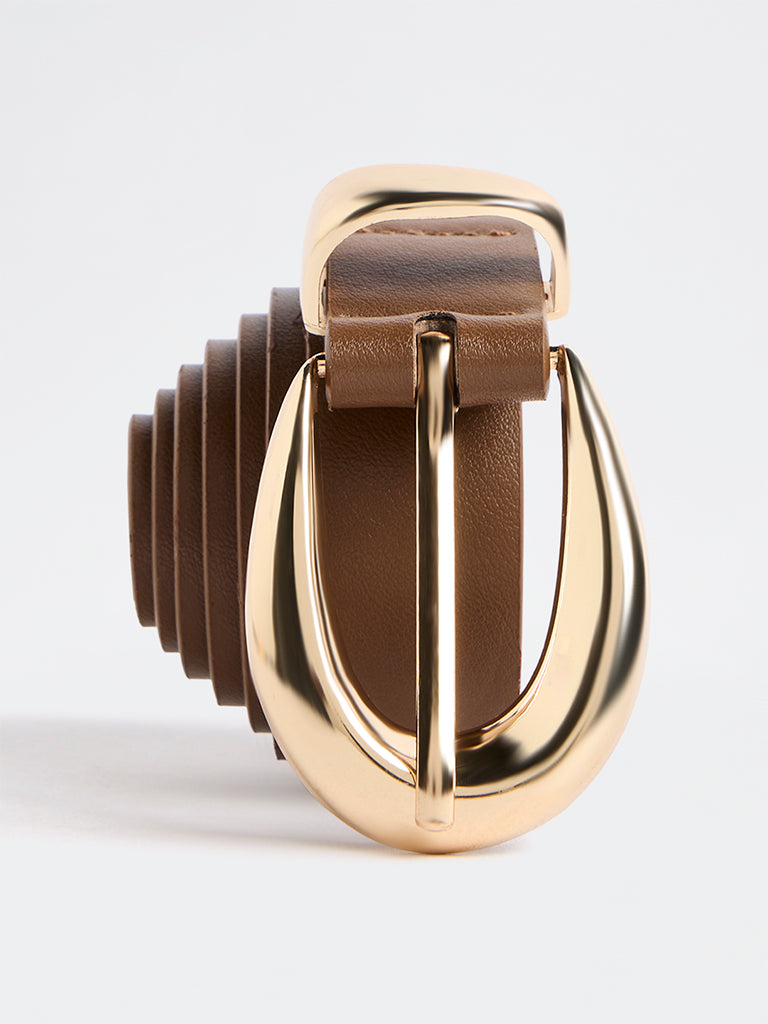 Westside Accessories Brown U-Puff Buckle Belt