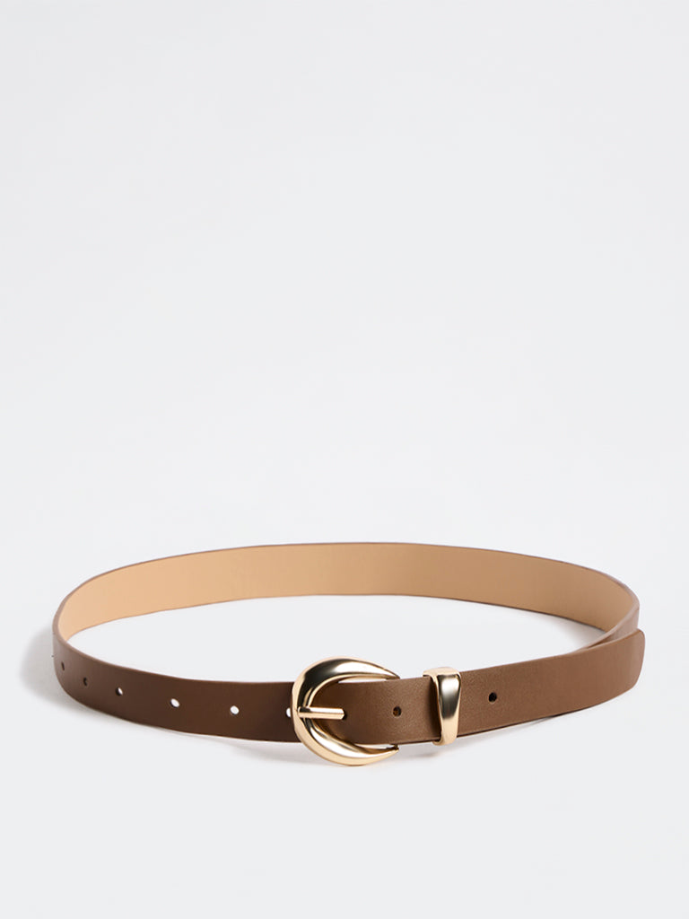 Westside Accessories Brown U-Puff Buckle Belt