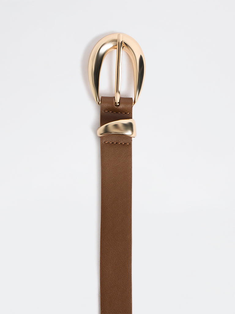Westside Accessories Brown U-Puff Buckle Belt
