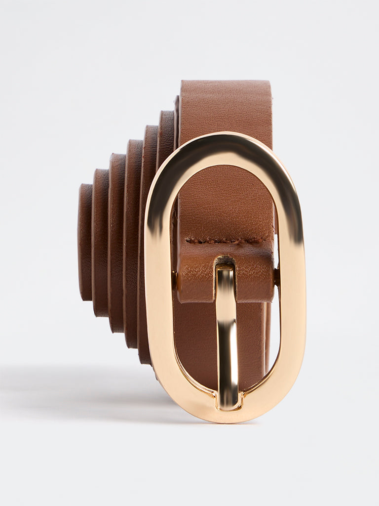 Westside Accessories Brown Oval Buckle Belt