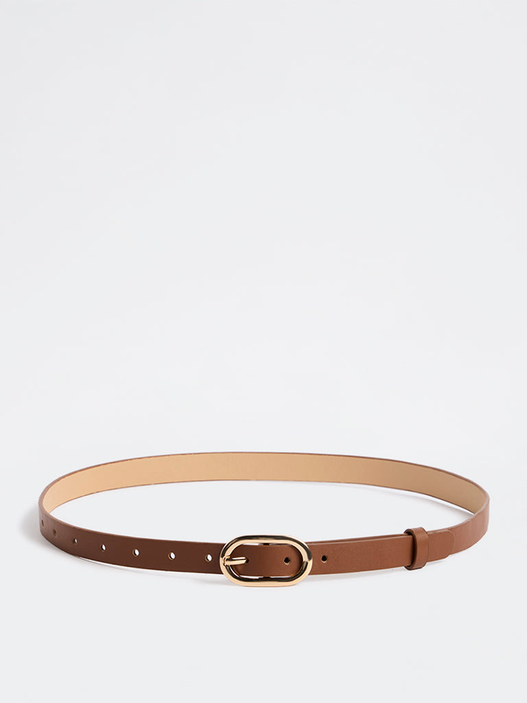 Westside Accessories Brown Oval Buckle Belt