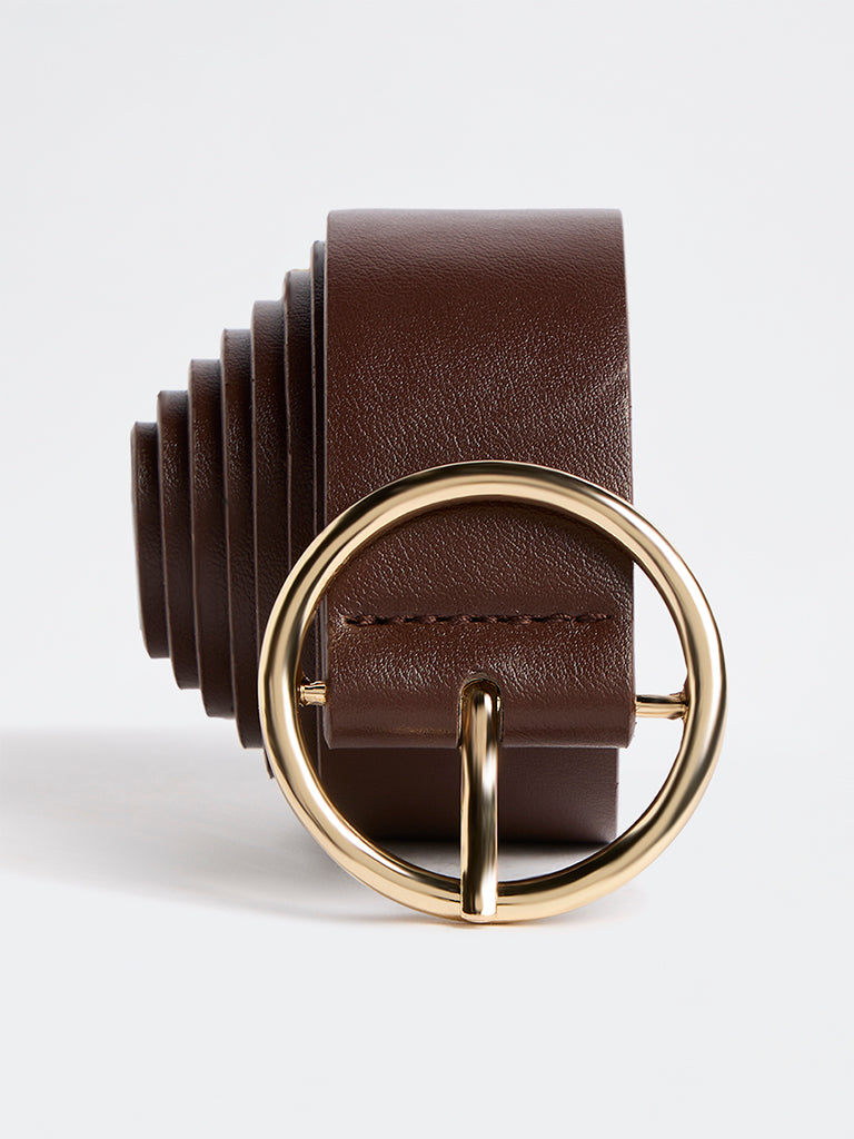 Westside Accessories Brown Circular Buckle Belt