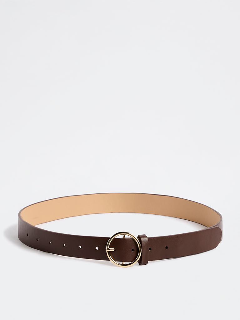 Westside Accessories Brown Circular Buckle Belt