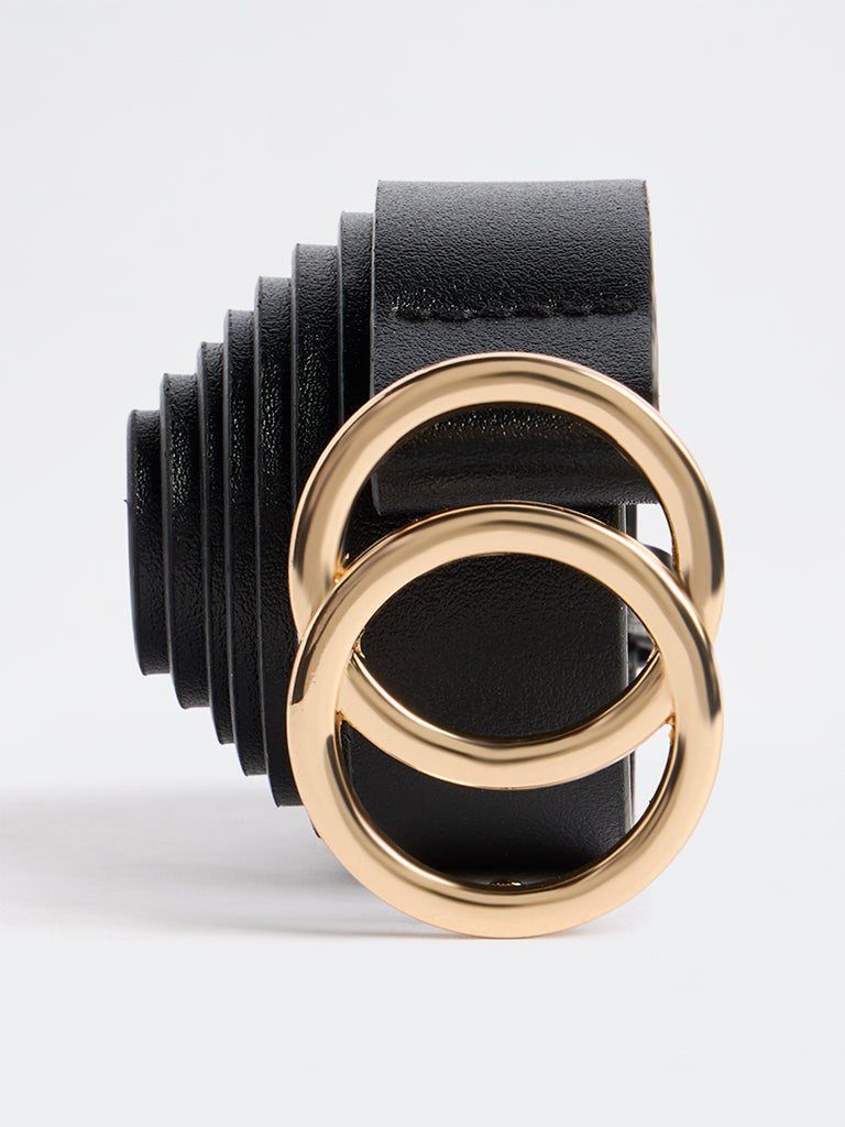 Westside Accessories Black Double-Circular Buckle Belt