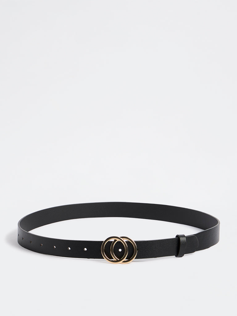 Westside Accessories Black Double-Circular Buckle Belt