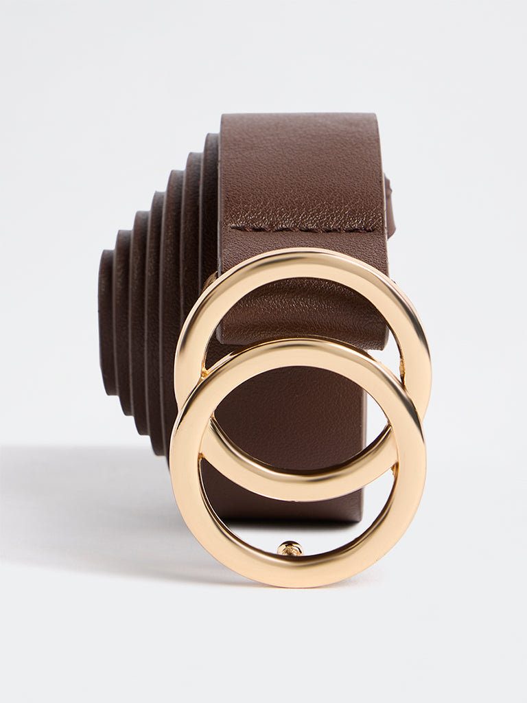 Westside Accessories Brown Double-Circular Buckle Belt