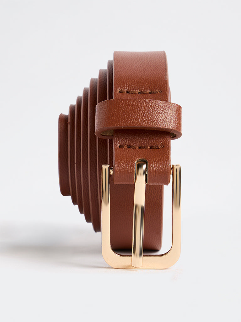 Westside Accessories Brown Rectangular Buckle Belt