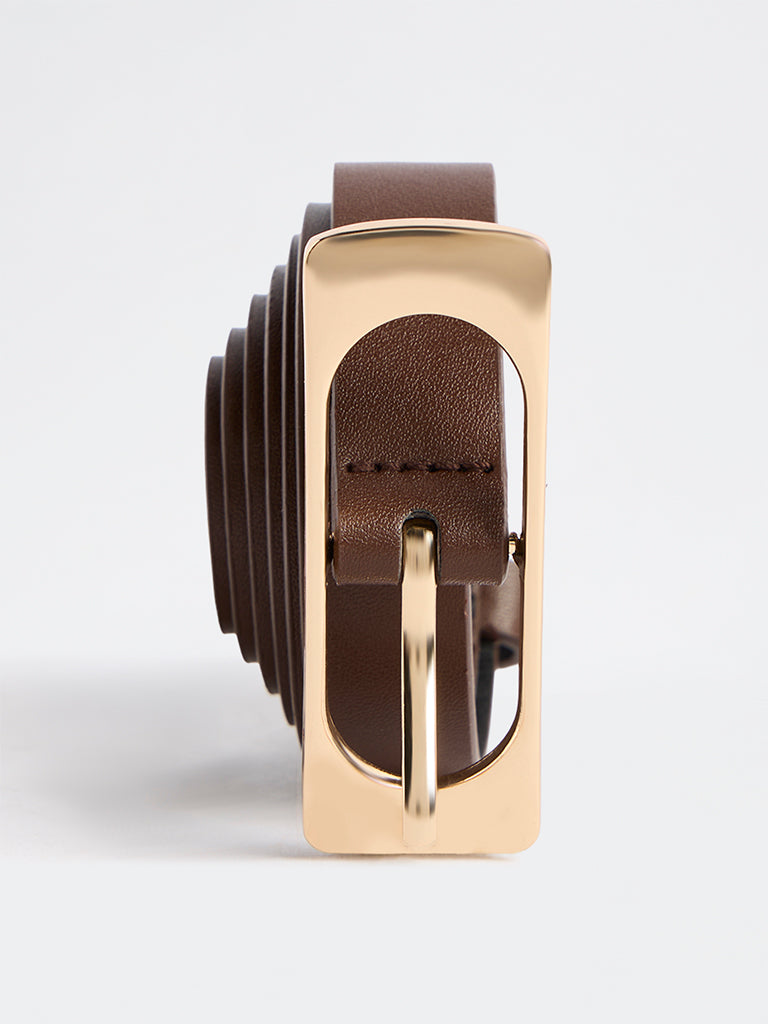 Westside Accessories Brown Long Buckle Belt