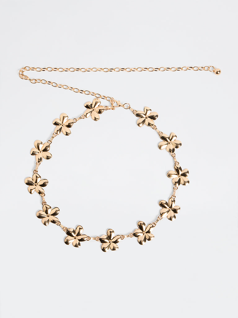 Westside Accessories Gold Metal Floral Link Belt