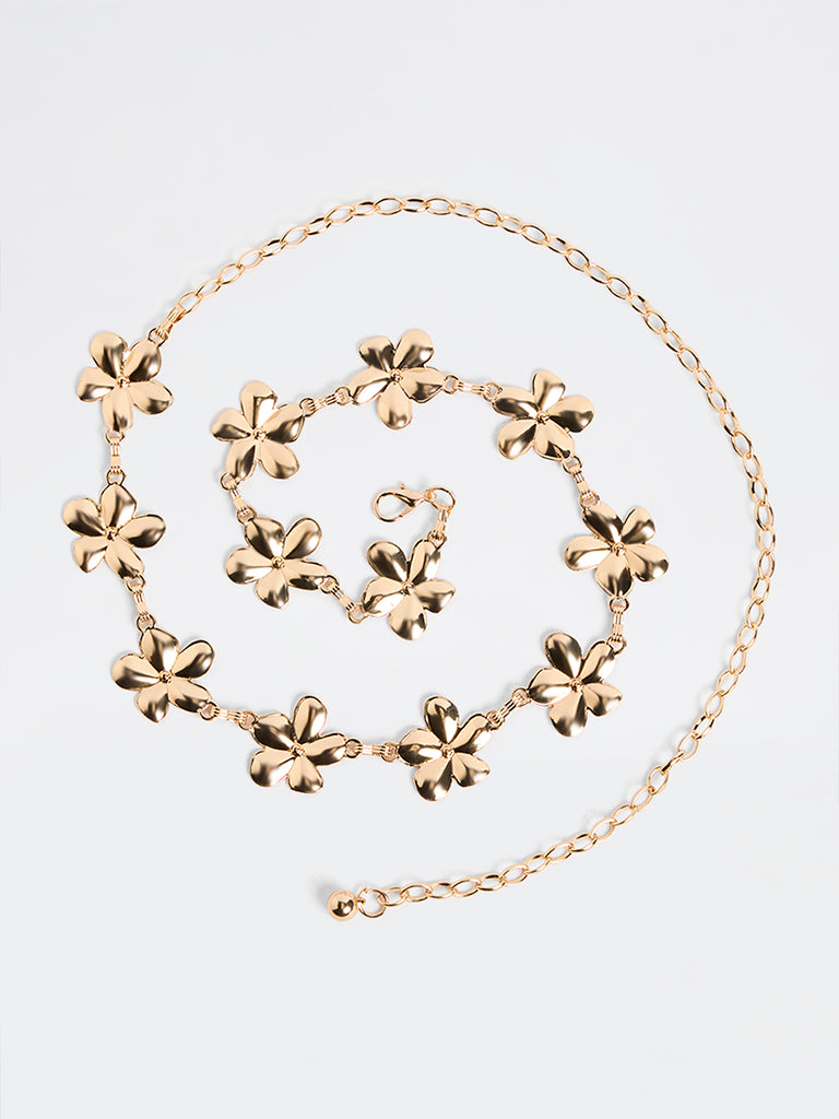 Westside Accessories Gold Metal Floral Link Belt