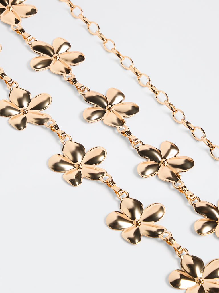 Westside Accessories Gold Metal Floral Link Belt