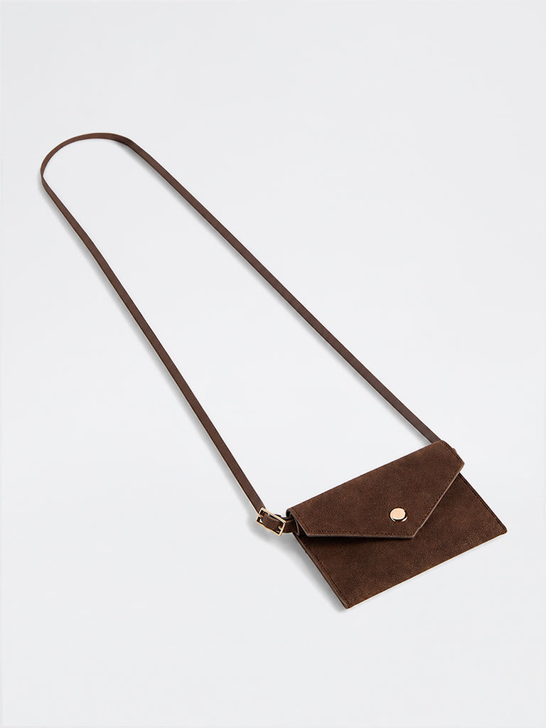 Westside Accessories Dark Brown Textured Envelope Sling Bag