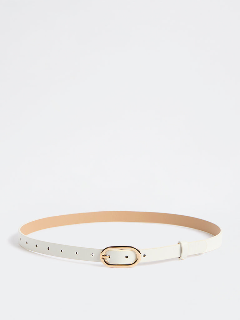 Westside Accessories White Oval Buckle Belt