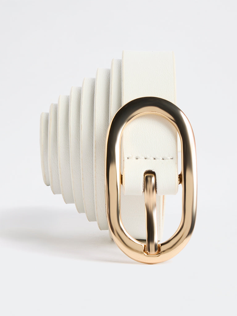 Westside Accessories White Oval Buckle Belt